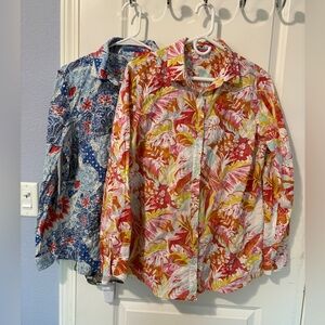 J. MCLAUGHLIN Button Down Floral Shirt Size Large